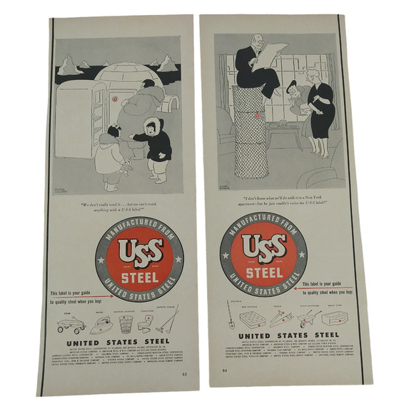 1950 Eskimo Igloo USS Steel Rich People Lot of 2 Original Vtg PRINT ADs Ephemera - Picture 6 of 10